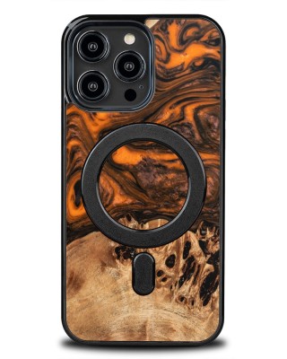 Husa BeWood Lemn Natural si Rasina, Unicat, Iphone 15 Pro Max -Portocaliu