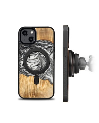 Husa BeWood Lemn Natural si Rasina, Unicat, Iphone 14 -Alb-Pamant