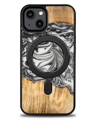 Husa BeWood Lemn Natural si Rasina, Unicat, Iphone 14 -Alb-Pamant