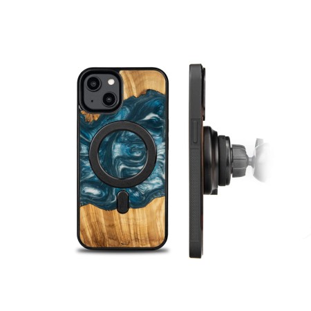 Husa BeWood Lemn Natural si Rasina, Unicat, Iphone 15 -Albastru-Aer Husa BeWood Lemn Natural si Rasina, Unicat, Iphone 15 -Albastru-Aer