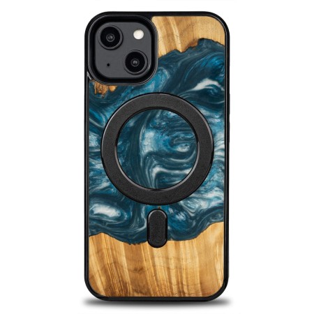 Husa BeWood Lemn Natural si Rasina, Unicat, Iphone 15 -Albastru-Aer Husa BeWood Lemn Natural si Rasina, Unicat, Iphone 15 -Albastru-Aer