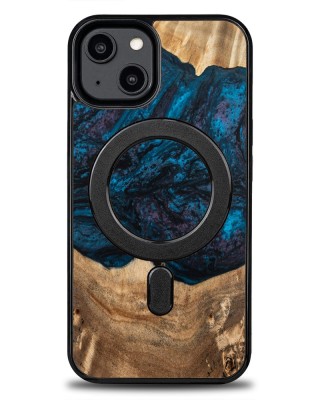 Husa BeWood Lemn Natural si Rasina, Unicat, Iphone 14 -Planete- Neptun