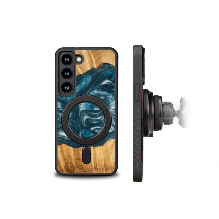 Husa BeWood Lemn Natural si Rasina, Unicat, Samsung S23 -Albastru-Aer Husa BeWood Lemn Natural si Rasina, Unicat, Samsung S23 -Albastru-Aer