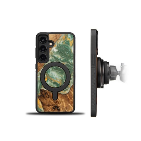 Husa BeWood Lemn Natural si Rasina, Unicat, Samsung S24 -Verde- Apa Husa BeWood Lemn Natural si Rasina, Unicat, Samsung S24 -Verde- Apa