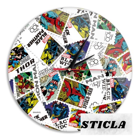 Ceas Disney Marvel de Perete Aniversare 100 ani Super Eroi -Colorat