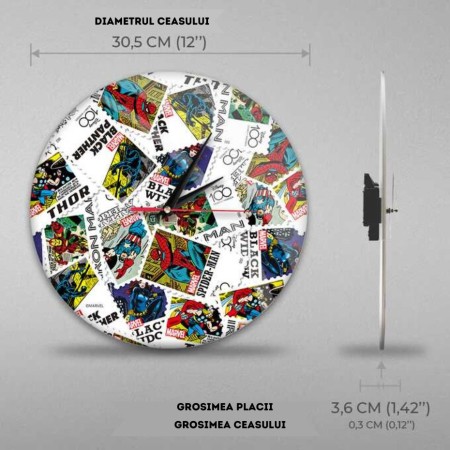 Ceas Disney Marvel de Perete Aniversare 100 ani Super Eroi -Colorat Ceas Disney Marvel de Perete Aniversare 100 ani Super Eroi -Colorat