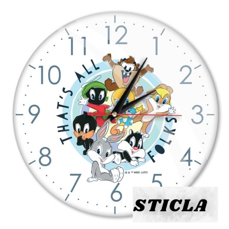 Ceas de Perete cu Licenta Looney Tunes-Alb