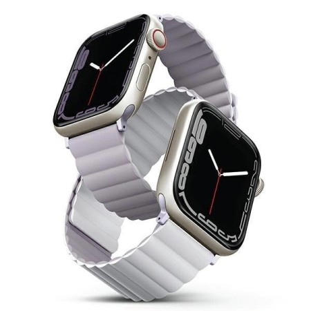 Curea Ceas Reversibila Uniq Revix Magnetica Apple Watch Seria 4/5/6/7/8/SE/SE2/Ultra Liliac- Alb Curea Ceas Reversibila Uniq Revix Magnetica Apple Watch Seria 4/5/6/7/8/SE/SE2/Ultra Liliac- Alb