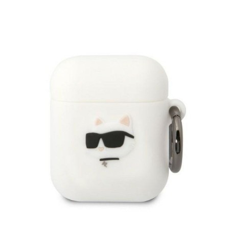 Husa originala Karl Lagerfeld Airpods 1/2 din silicon,  Pisica 3d, Alba Husa originala Karl Lagerfeld Airpods 1/2 din silicon,  Pisica 3d, Alba