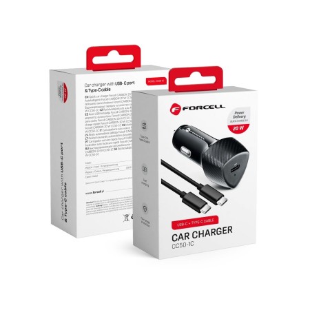 Incarcator Auto Forcell Carbon Tip-C 3.0 PD20W CC50 1C Negru-Total 20W si Cablu Tip-C PD60W Incarcator Auto Forcell Carbon Tip-C 3.0 PD20W CC50 1C Negru-Total 20W si Cablu Tip-C PD60W