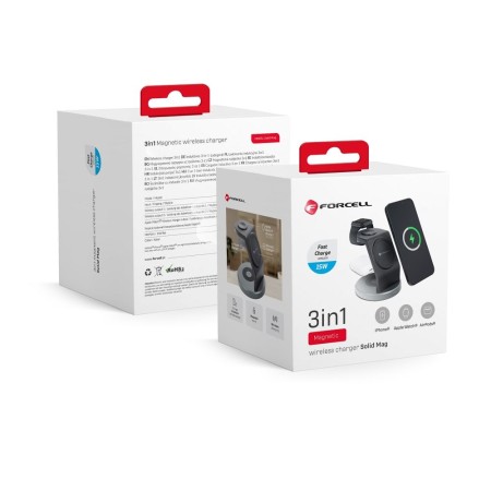 Incarcator Wireless Qi Forcell 3in1 15w cu suport MagSafe de Birou Incarcator Wireless Qi Forcell 3in1 15w cu suport MagSafe de Birou