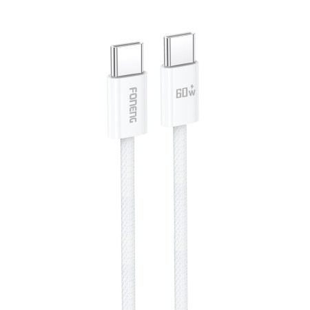 Cablu Foneng Tip C- Tip C PD60W 3A, 1,2M Alb Cablu Foneng Tip C- Tip C PD60W 3A, 1,2M Alb