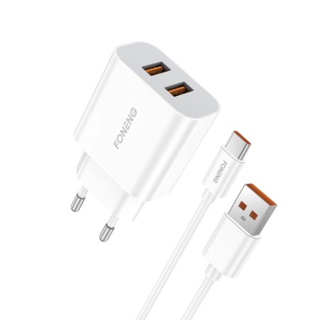 Incarcator Retea Foneng EU45 2XUSB-12W, 2,4A USB cu cablu Tip C Incarcator Retea Foneng EU45 2XUSB-12W, 2,4A USB cu cablu Tip C