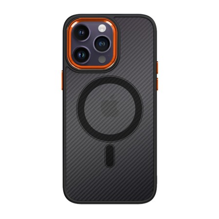 Husa Carbon Magnetica TelProtect pentru Iphone 15 Negru-Portocaliu Husa Carbon Magnetica TelProtect pentru Iphone 15 Negru-Portocaliu