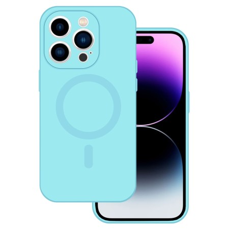Husa Silicon cu MagSafe TelProtect Iphone 15 Pro Albastru Deschis Husa Silicon cu MagSafe TelProtect Iphone 15 Pro Albastru Deschis