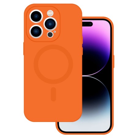 Husa Silicon cu MagSafe TelProtect Iphone 15 Pro Portocaliu Husa Silicon cu MagSafe TelProtect Iphone 15 Pro Portocaliu