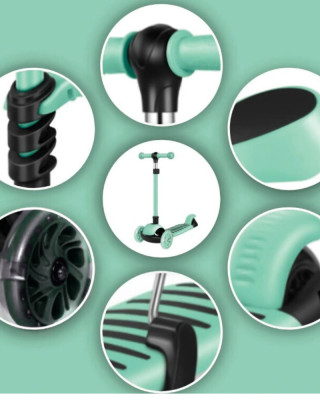 Trotineta Multifunctionala pentru Copii 2-in-1 cu Scaun – Reglabil,Verde, Sigur și Ușor de Transportat