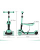 Trotineta Multifunctionala pentru Copii 2-in-1 cu Scaun – Reglabil,Verde, Sigur și Ușor de Transportat