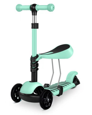 Trotineta Multifunctionala pentru Copii 2-in-1 cu Scaun – Reglabil,Verde, Sigur și Ușor de Transportat