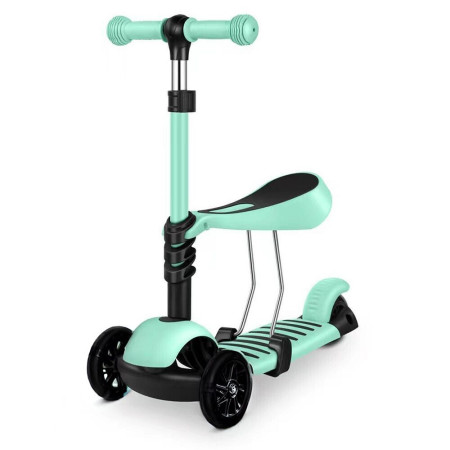 Trotineta Multifunctionala pentru Copii 2-in-1 cu Scaun – Reglabil,Verde, Sigur și Ușor de Transportat Trotineta Multifunctionala pentru Copii 2-in-1 cu Scaun – Reglabil,Verde, Sigur și Ușor de Transportat
