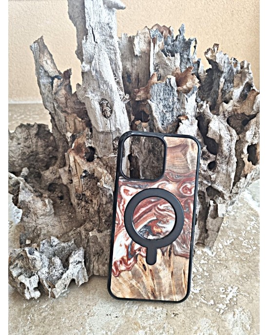 Husa BeWood Lemn Natural si Rasina, Unicat, Iphone 15 Pro Max Planete -Venus Husa Hand Made Unicat cu Lemn si Rasina pentru Iphone 15 Pro Max