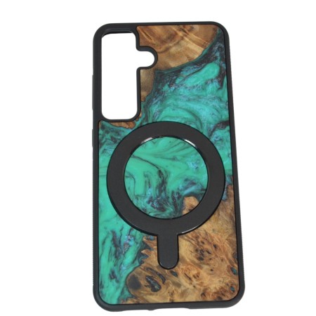 Husa BeWood Lemn Natural si Rasina, Unicat, Samsung S24 -Turcoaz Husa BeWood Lemn Natural si Rasina, Unicat, Samsung S24 -Turcoaz