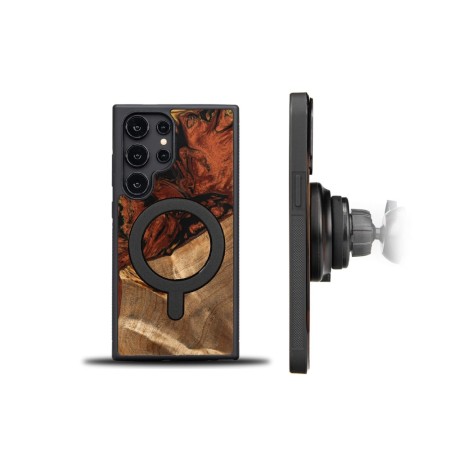 Husa BeWood Lemn Natural si Rasina, Unicat, MagSafe, Samsung S24 Ultra - Portocaliu Husa BeWood Lemn Natural si Rasina, Unicat, MagSafe, Samsung S24 Ultra - Portocaliu