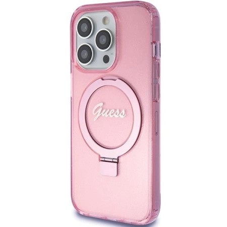 Husa Originala Eleganta Guess Stand Inel MagSafe Sclipici iPhone 15 Pro -Roz Husa Originala Eleganta Guess Stand Inel MagSafe Sclipici iPhone 15 Pro -Roz