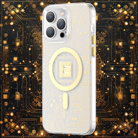 Husa Protectie Kingxbar Seria Geek Magnetica Magsafe Iphone 14 Pro Circuit Gold Husa Protectie Kingxbar Seria Geek Magnetica Magsafe Iphone 14 Pro Circuit Gold