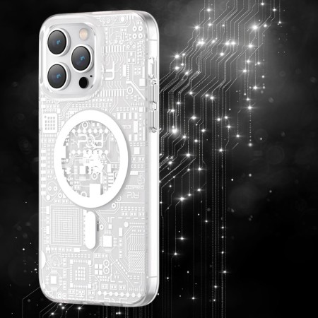 Husa Protectie Kingxbar Seria Geek Magnetica Magsafe Iphone 14 Circuit Silver Husa Protectie Kingxbar Seria Geek Magnetica Magsafe Iphone 14 Circuit Silver