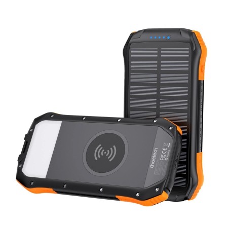 Acumulator Extern Solar Choetec Inductie 10000mAh Qi 5W Portocaliu