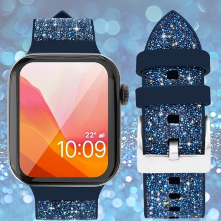 Curea din Silicon Ceas Apple Banda de Cristal Albastra Kingxbar 6 / SE / 5/4/3/2 (40mm / 38mm)  Curea din Silicon Ceas Apple Banda de Cristal Albastra Kingxbar 6 / SE / 5/4/3/2 (40mm / 38mm)