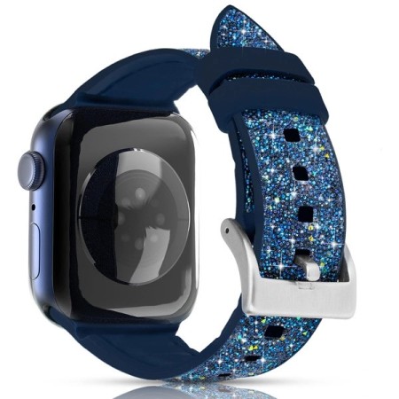 Curea din Silicon Ceas Apple Banda de Cristal Albastra Kingxbar 6 / SE / 5/4/3/2 (40mm / 38mm)  Curea din Silicon Ceas Apple Banda de Cristal Albastra Kingxbar 6 / SE / 5/4/3/2 (40mm / 38mm)