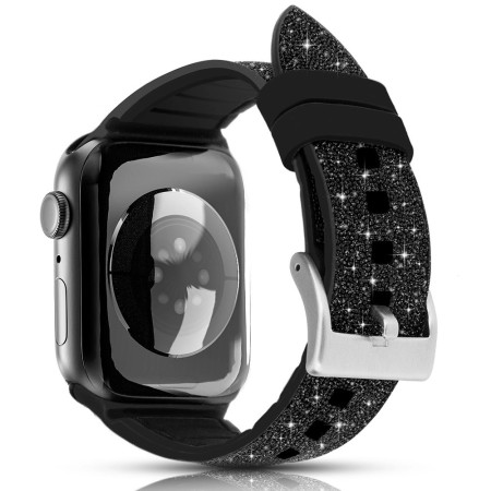 Curea din Silicon Ceas Apple Banda de Cristal Negru Kingxbar 6 / SE / 5/4/3/2 (40mm / 38mm)  Curea din Silicon Ceas Apple Banda de Cristal Negru Kingxbar 6 / SE / 5/4/3/2 (40mm / 38mm)