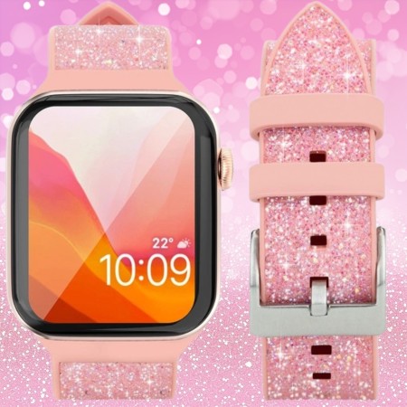 Curea din Silicon Ceas Apple Banda de Cristal Roz Kingxbar 6 / SE / 5/4/3/2 (40mm / 38mm)  Curea din Silicon Ceas Apple Banda de Cristal Roz Kingxbar 6 / SE / 5/4/3/2 (40mm / 38mm)