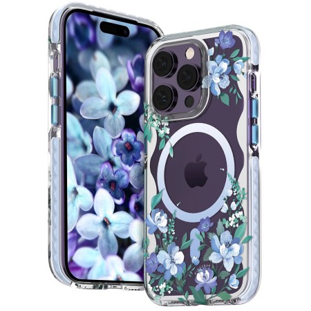 Husa Protectie Kingxbar Seria Flora Magnetica Magsafe Iphone 14 Albastru Husa Protectie Kingxbar Seria Flora Magnetica Magsafe Iphone 14 Albastru