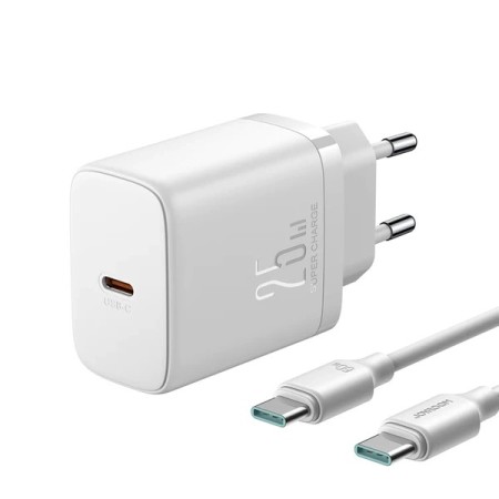 Incarcator Rapid Joyroom 25W + cablu USB-C / USB-C de 1m - Alb Incarcator Rapid Joyroom 25W + cablu USB-C / USB-C de 1m - Alb