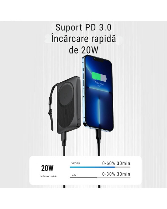 Acumulator Extern Veger MagOn 10.000 mAh – Power Bank cu Încărcare Wireless Acumulator Extern Veger MagOn 10.000 mAh – Power Bank cu Încărcare Wireless