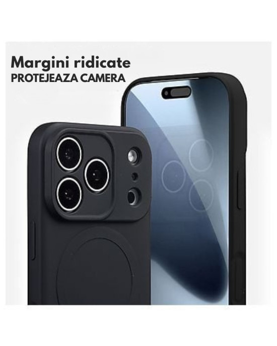 Husă Silicon Premium MagSafe pentru Iphone 17 Pro  –Negru  Husă Silicon MagSafe compatibilă pentru iPhone 17 Pro Negru