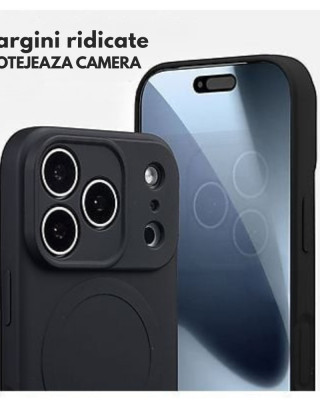 Husă Silicon Premium Catifelat MagSafe Iphone 17 Pro Max -Negru