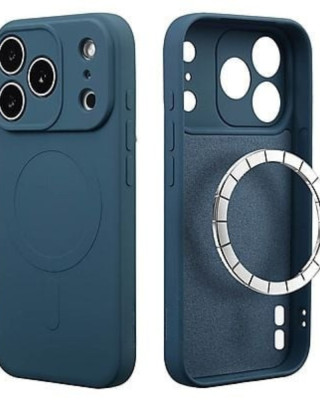 Husă Silicon Premium Catifelat MagSafe Iphone 17 Pro Max -Albastru