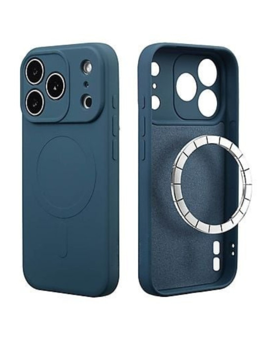 Husă Silicon Premium Catifelat MagSafe Iphone 17 Pro Max -Albastru Husă silicon albastră compatibilă MagSafe pentru iPhone 17 Pro Max