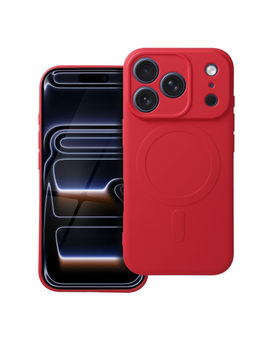 Husă Silicon Premium Catifelat MagSafe Iphone 17 Pro Max -Roșu
