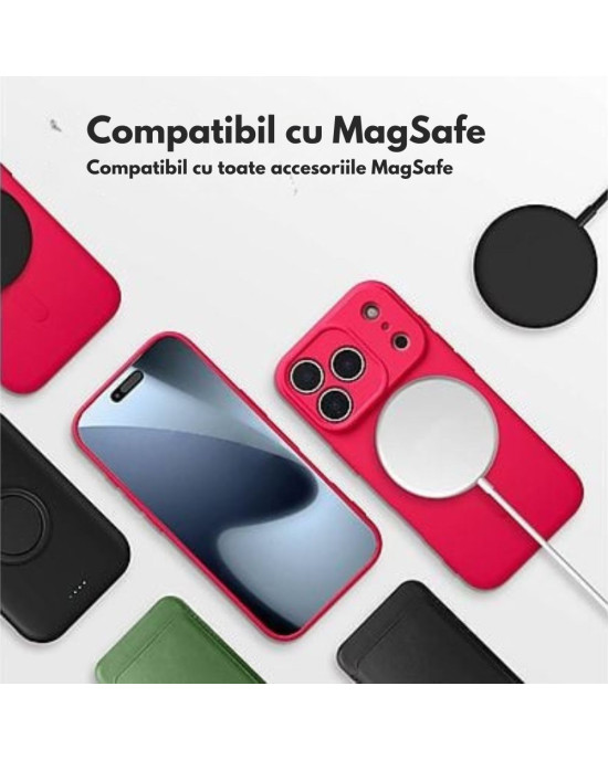 Husă Silicon MagSafe pentru iPhone 17 Pro Max – Roșu Premium Husă Silicon MagSafe pentru iPhone 17 Pro Max – Roșu Premium