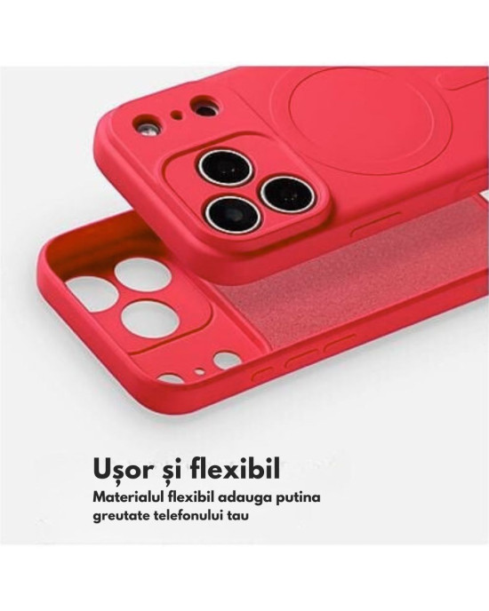 Husă Silicon MagSafe pentru iPhone 17 Pro Max – Roșu Premium Husă Silicon MagSafe pentru iPhone 17 Pro Max – Roșu Premium