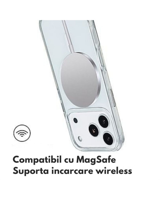 Husă Transparentă MagSafe iPhone 17 Pro Max – Clear Mag Cover Husă transparentă MagSafe pentru iPhone 17 Pro Max