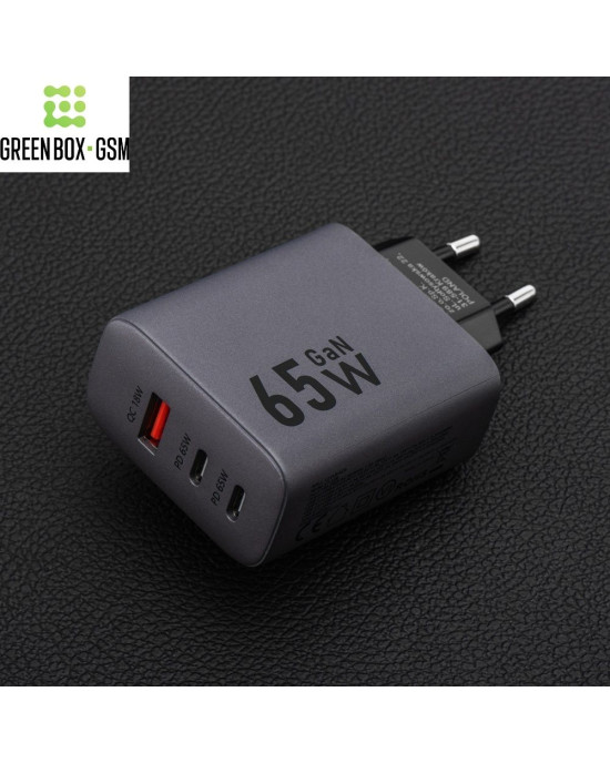 Încărcător GaN 65W Forcell F-Energy cu 3 porturi USB-C și USB-A