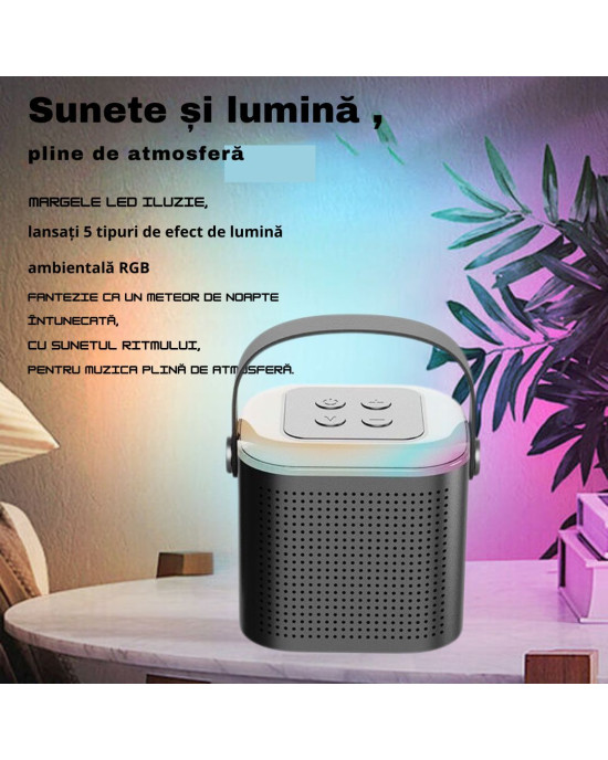 Boxa Bluetooth Mini cu Microfon Wireless LED Y1 – Roz