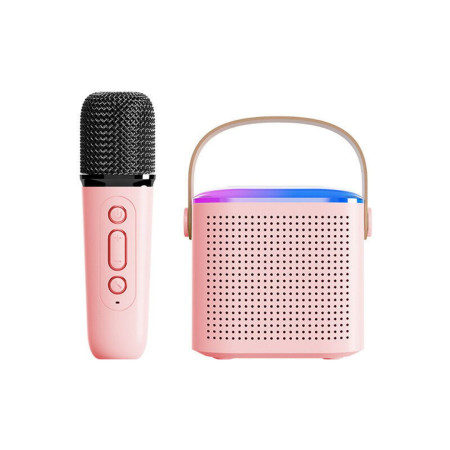Boxa Bluetooth Mini cu Microfon Wireless LED Y1 – Roz Boxa Bluetooth Mini cu Microfon Wireless LED Y1 – Roz
