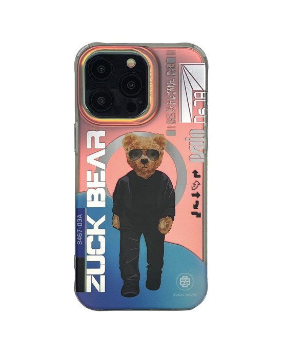 Husa ZUCK BEAR BERLIN BOSS MAG Swei Charm compatibila cu MagSafe pentru iPhone 16 Pro Max, design holografic cu urs modern, protectie premium si incarcare wireless